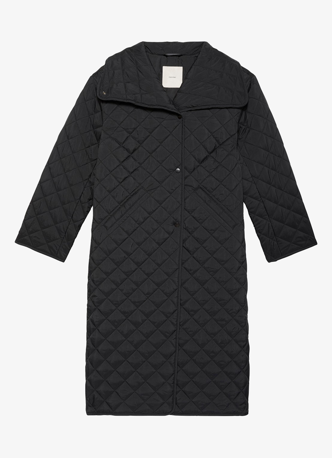 Calvin Klein Mantel met quilt patroon en paspelzakken - voorkant 4 zwart
