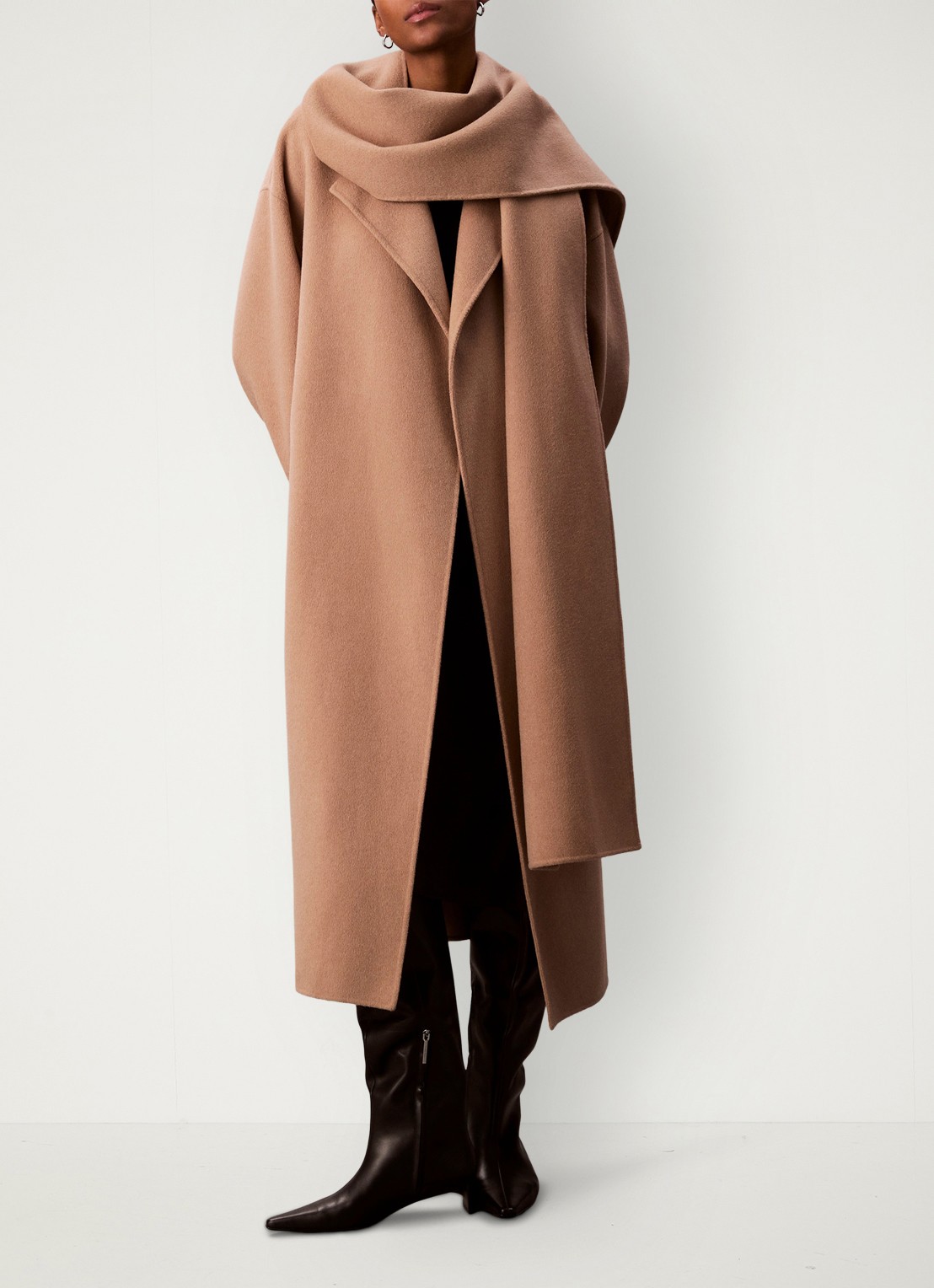 Calvin Klein Mantel met sjaalkraag - detail camel