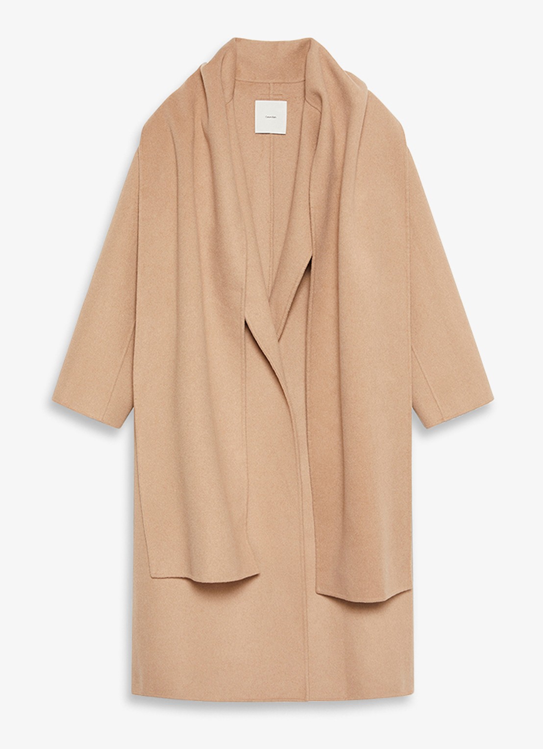 Calvin Klein Mantel met sjaalkraag - voorkant 5 camel