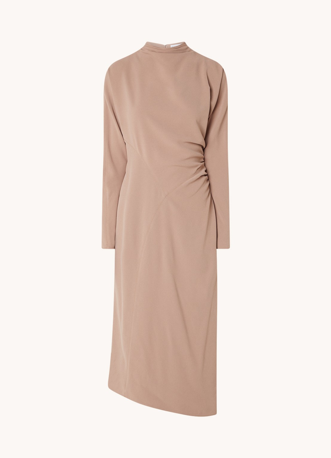 Calvin Klein Maxi jurk met plooidetail en asymmetrische zoom - voorkant 2 lichtbruin