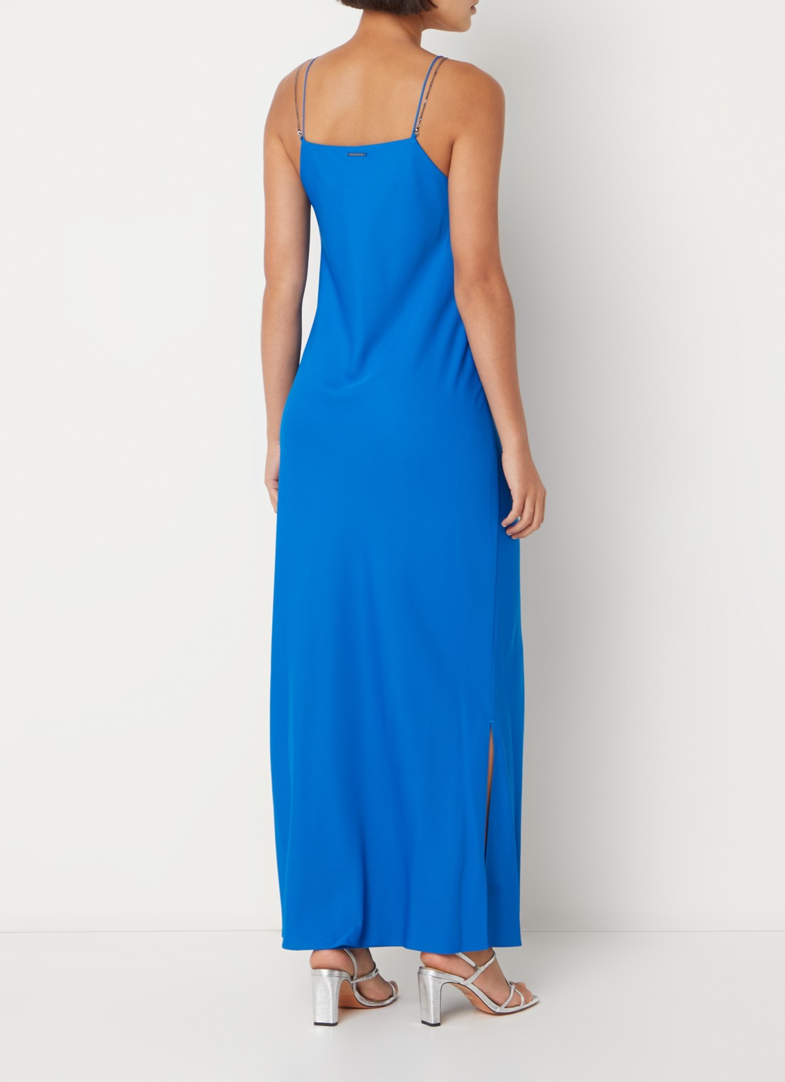 Calvin Klein Maxi jurk met split - achterkant kobaltblauw