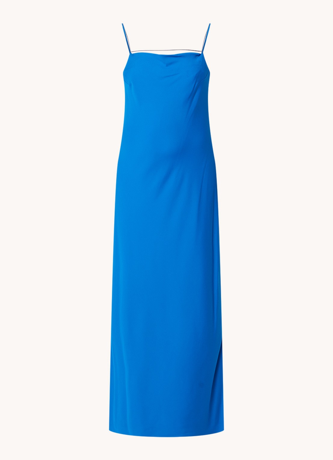 Calvin Klein Maxi jurk met split - voorkant 3 kobaltblauw