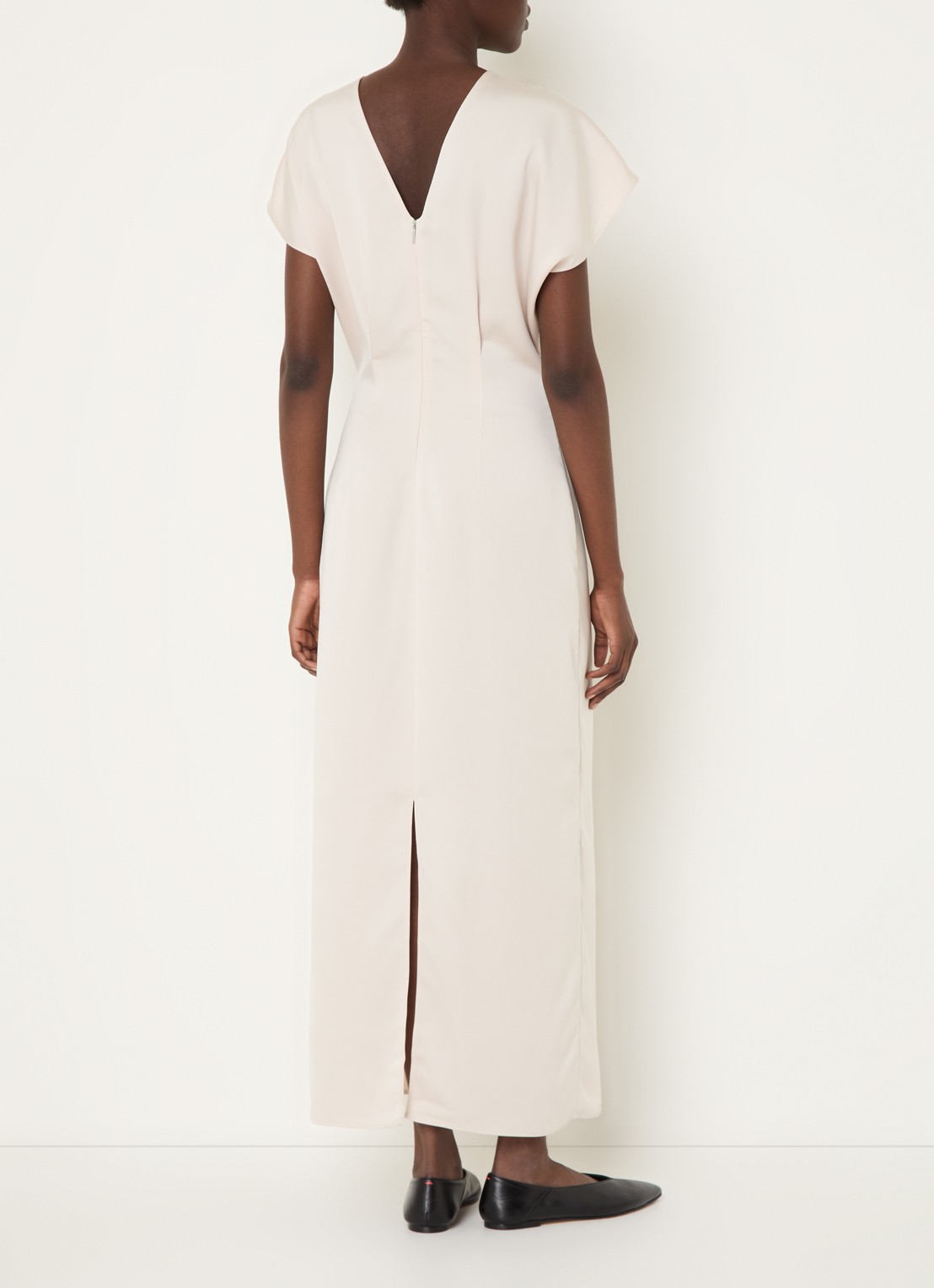 Calvin Klein Maxi jurk van satijn met split - achterkant 4 creme
