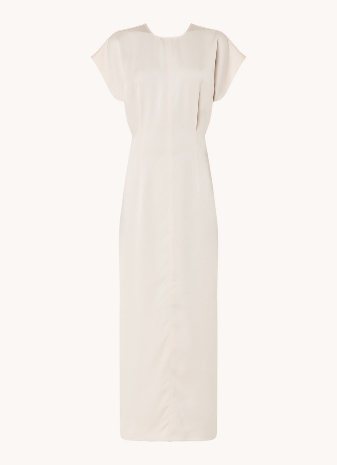 Calvin Klein Maxi jurk van satijn met split - voorkant 2 creme