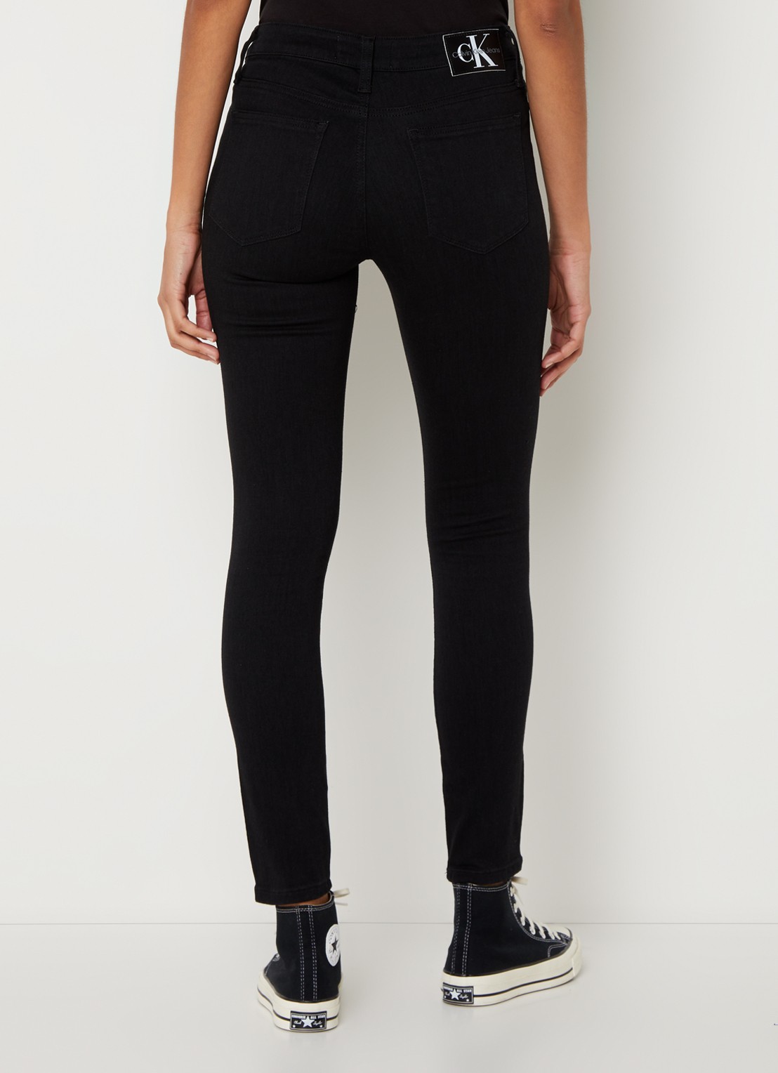 Calvin Klein Mid waist skinny jeans met gekleurde wassing - achterkant 3 zwart