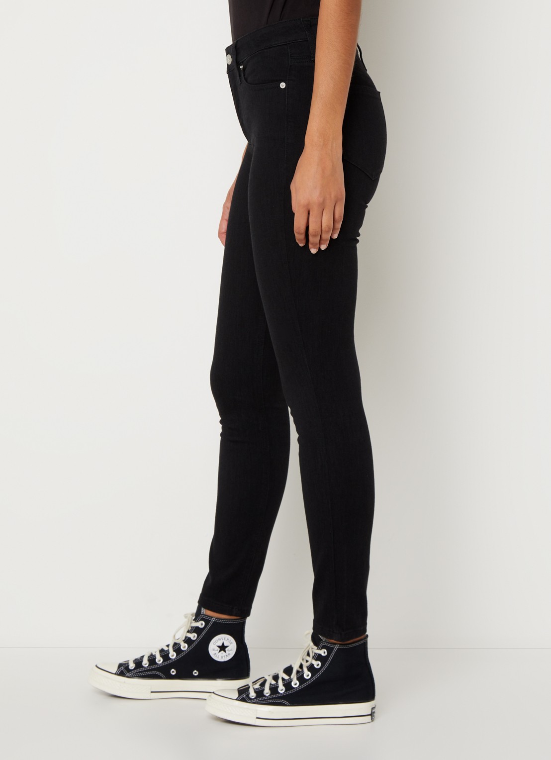 Calvin Klein Mid waist skinny jeans met gekleurde wassing - detail 5 zwart