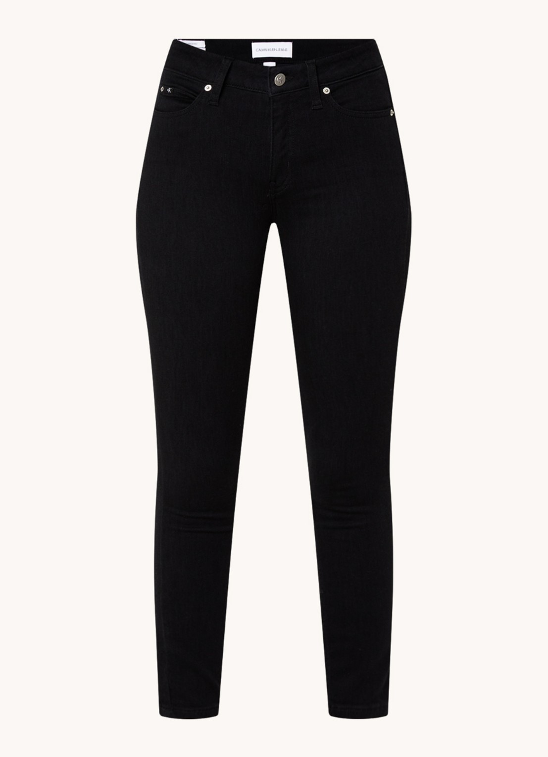 Calvin Klein Mid waist skinny jeans met gekleurde wassing - voorkant zwart