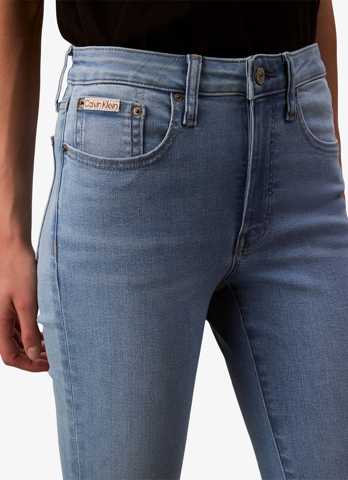 Calvin Klein Mid waist skinny jeans met lichte wassing - detail 4 indigo