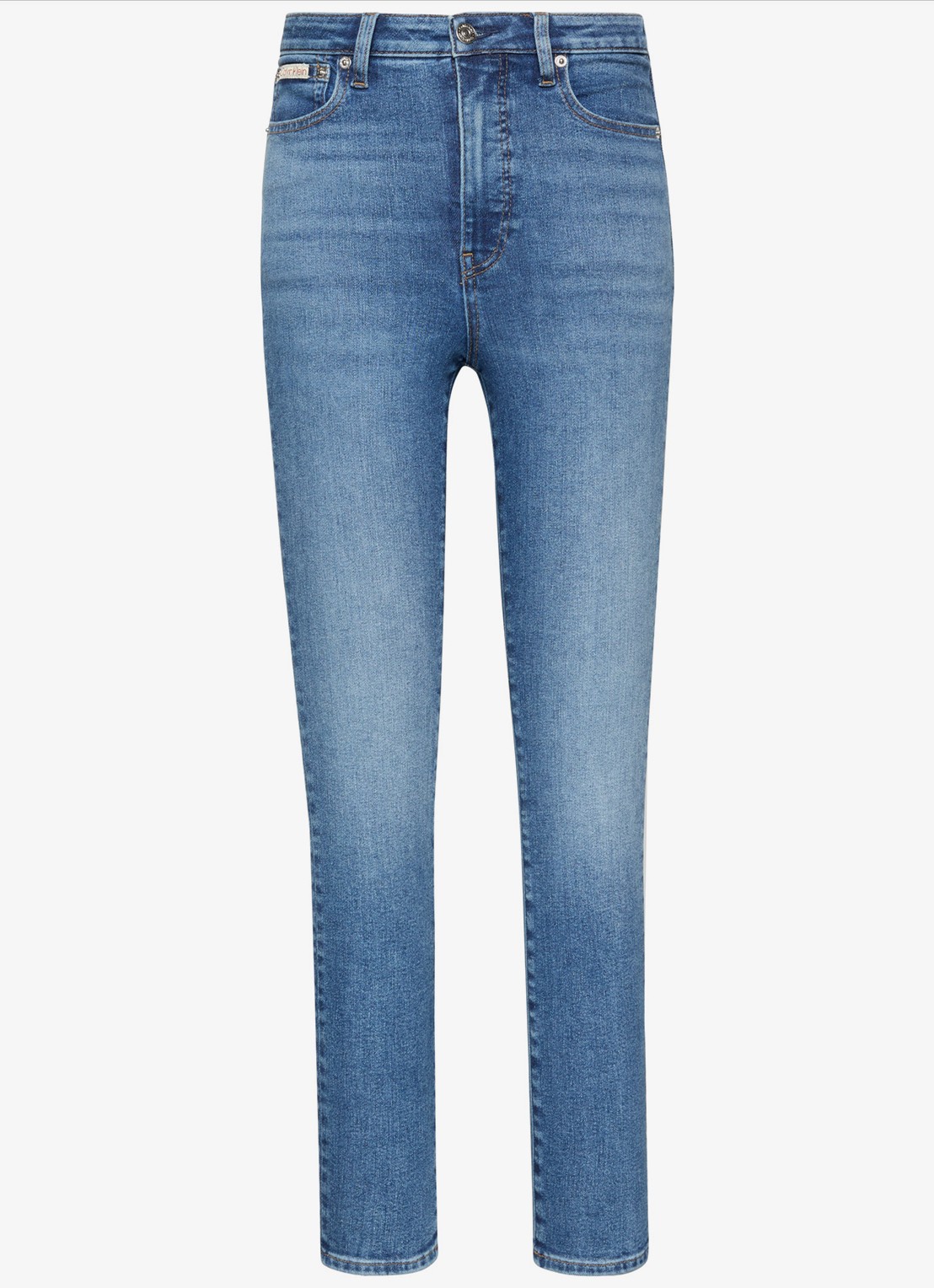 Calvin Klein Mid waist skinny jeans met lichte wassing - voorkant 2 indigo
