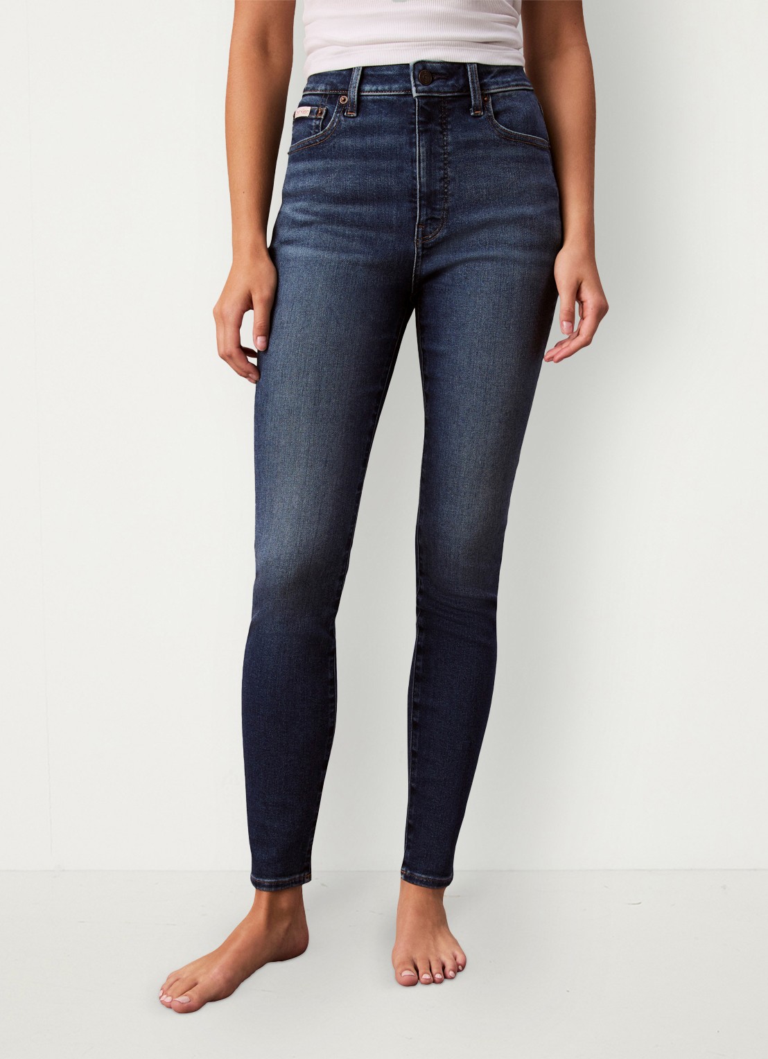 Calvin Klein Mid waist skinny jeans met lichte wassing - detail 4 indigo
