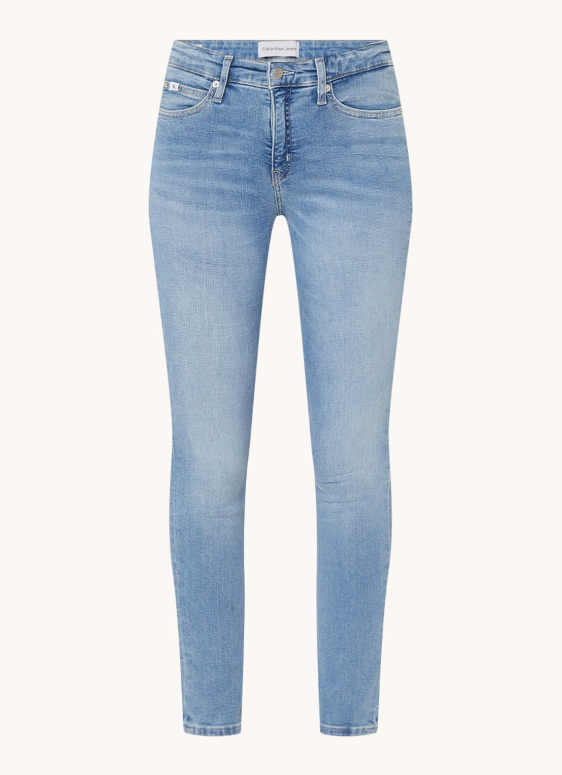 Calvin Klein Mid waist skinny jeans met lichte wassing - voorkant 4 indigo