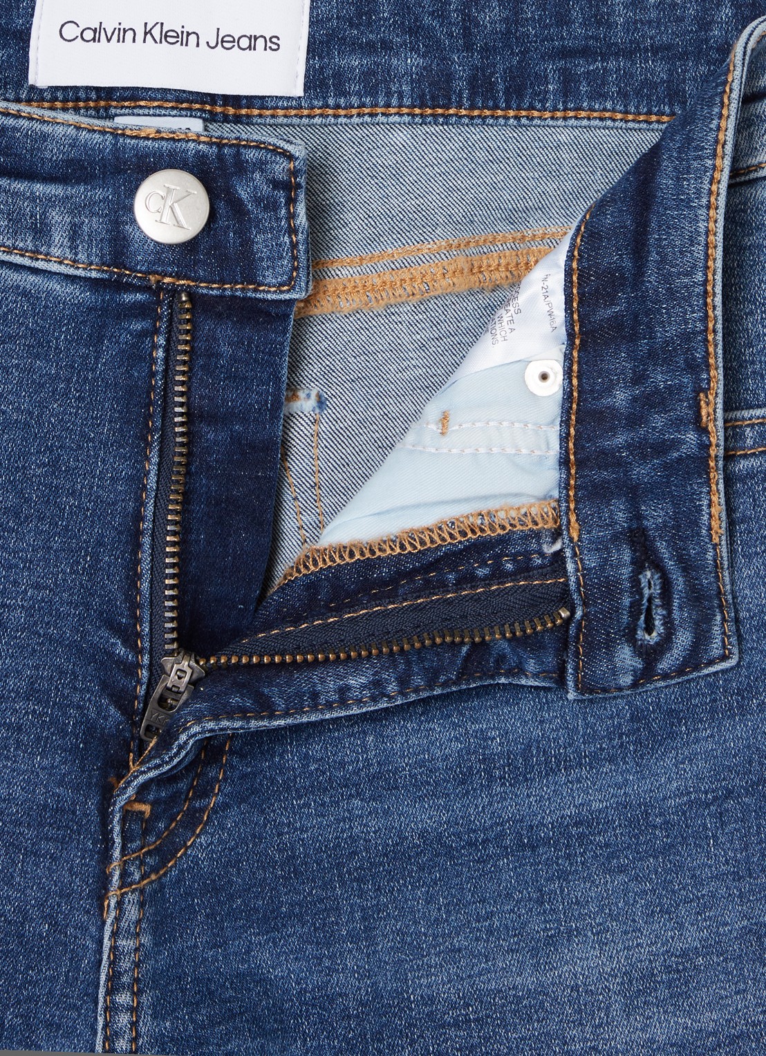 Calvin Klein Mid waist skinny jeans met medium wassing - detail 5 indigo