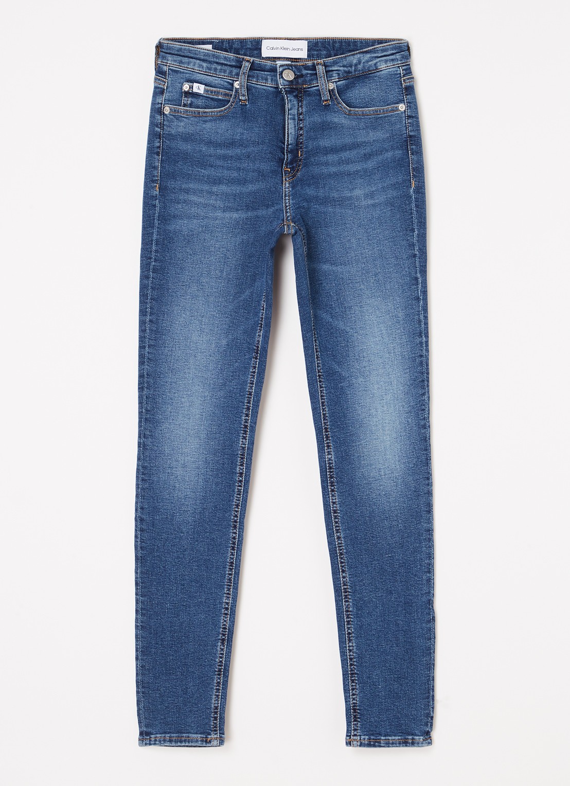 Calvin Klein Mid waist skinny jeans met medium wassing - voorkant indigo