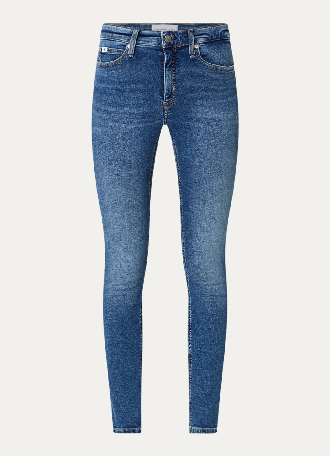 Calvin Klein Mid waist skinny jeans met medium wassing - voorkant 3 indigo