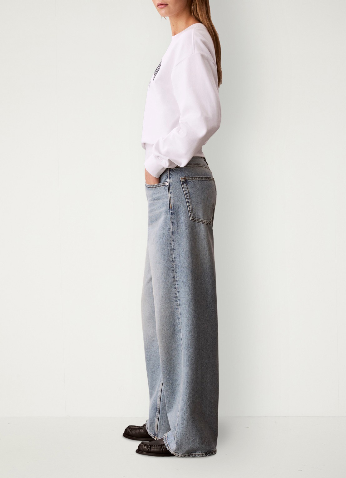 Calvin Klein Mid waist straight fit jeans met lichte wassing - detail 5 basset blue-scb /  blauw