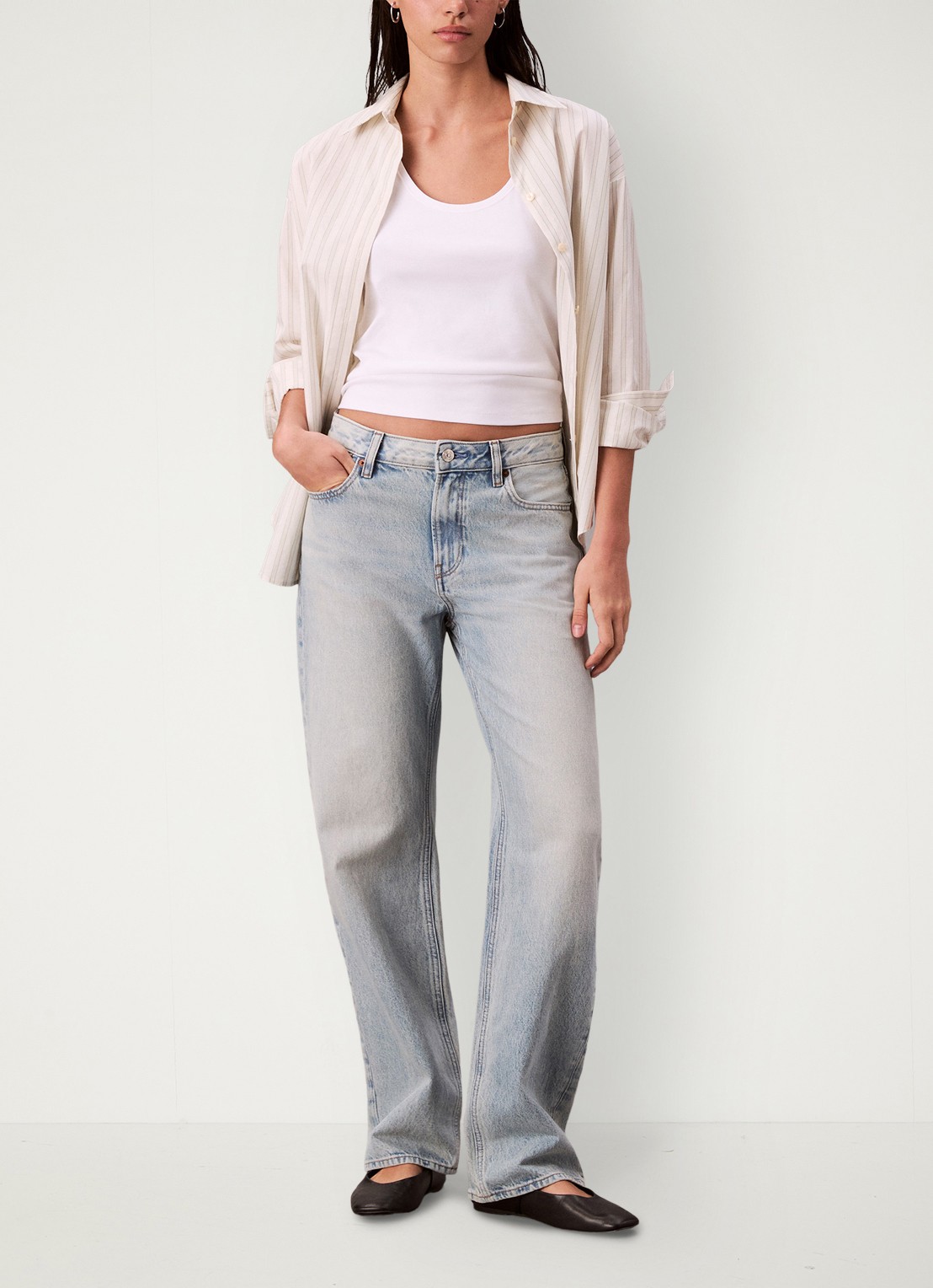 Calvin Klein Mid waist straight fit mom jeans met logo - voorkant 2 denim