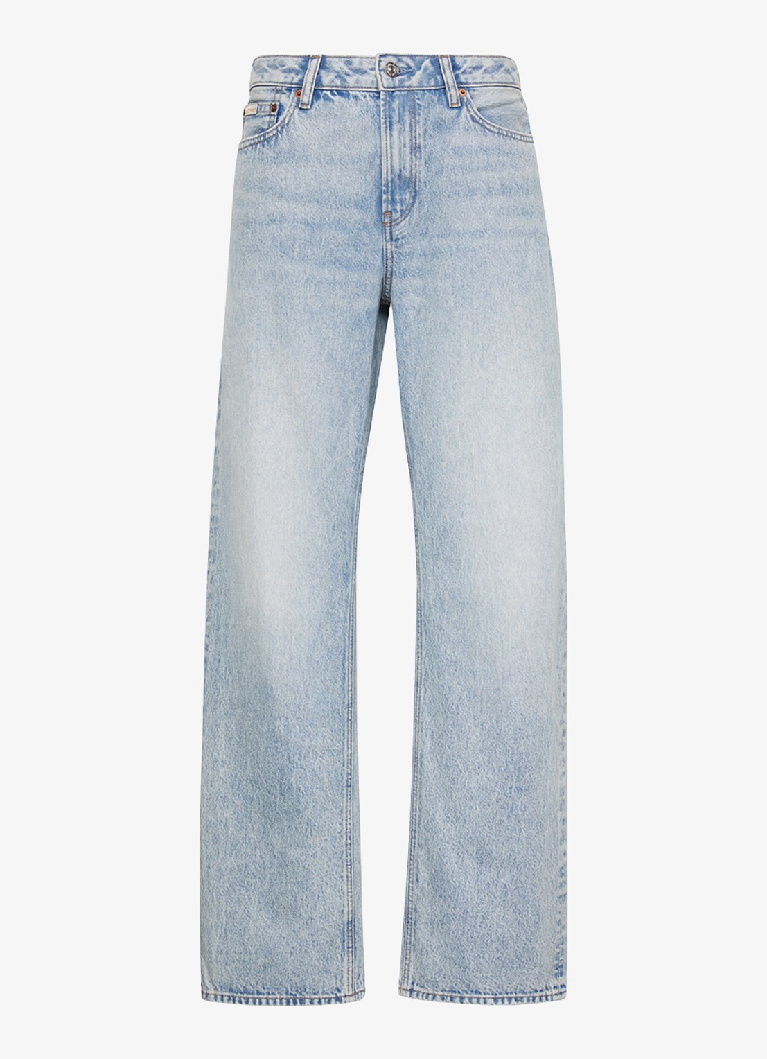 Calvin Klein Mid waist straight fit mom jeans met logo - voorkant 3 denim