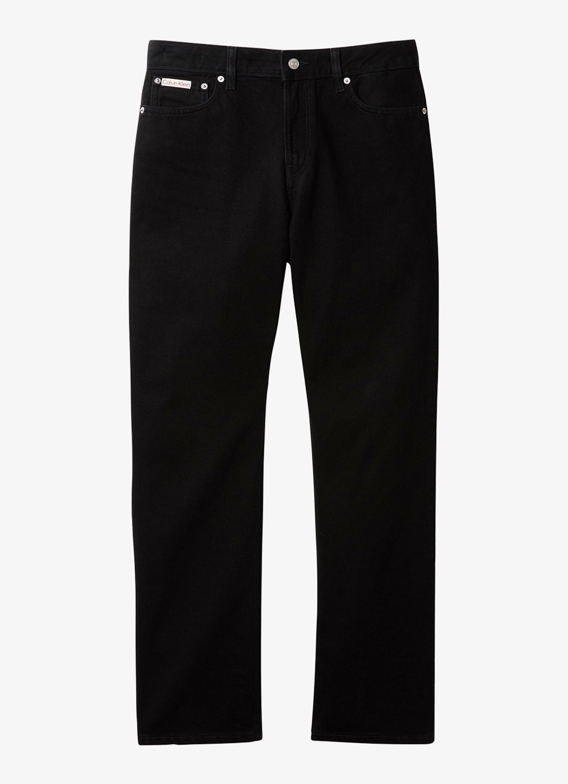 Calvin Klein Mid waist straight leg jeans met steekzakken - voorkant zwart