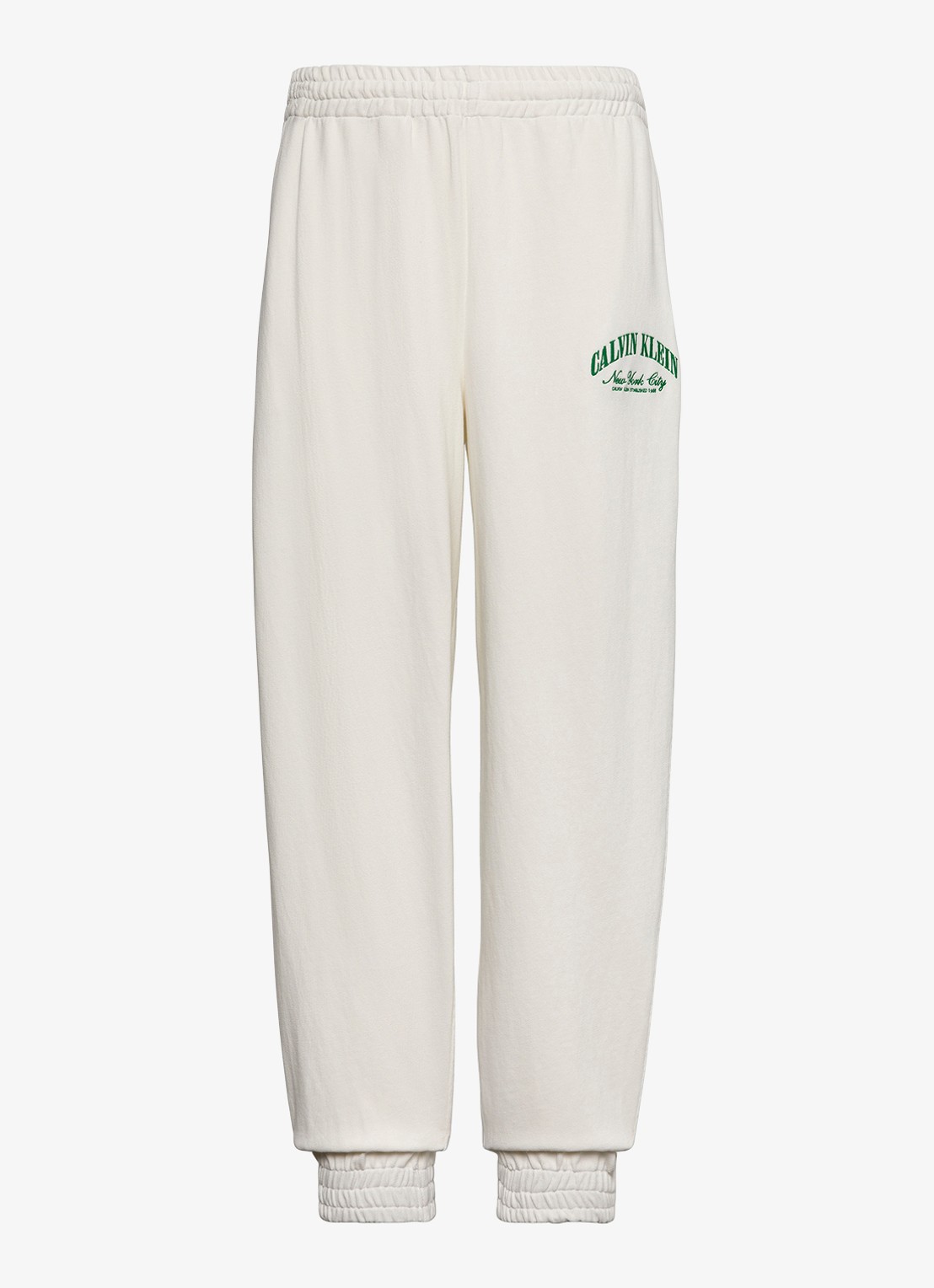 Calvin Klein Mid waist tapered fit joggingsbroek met logo - voorkant 2 wit