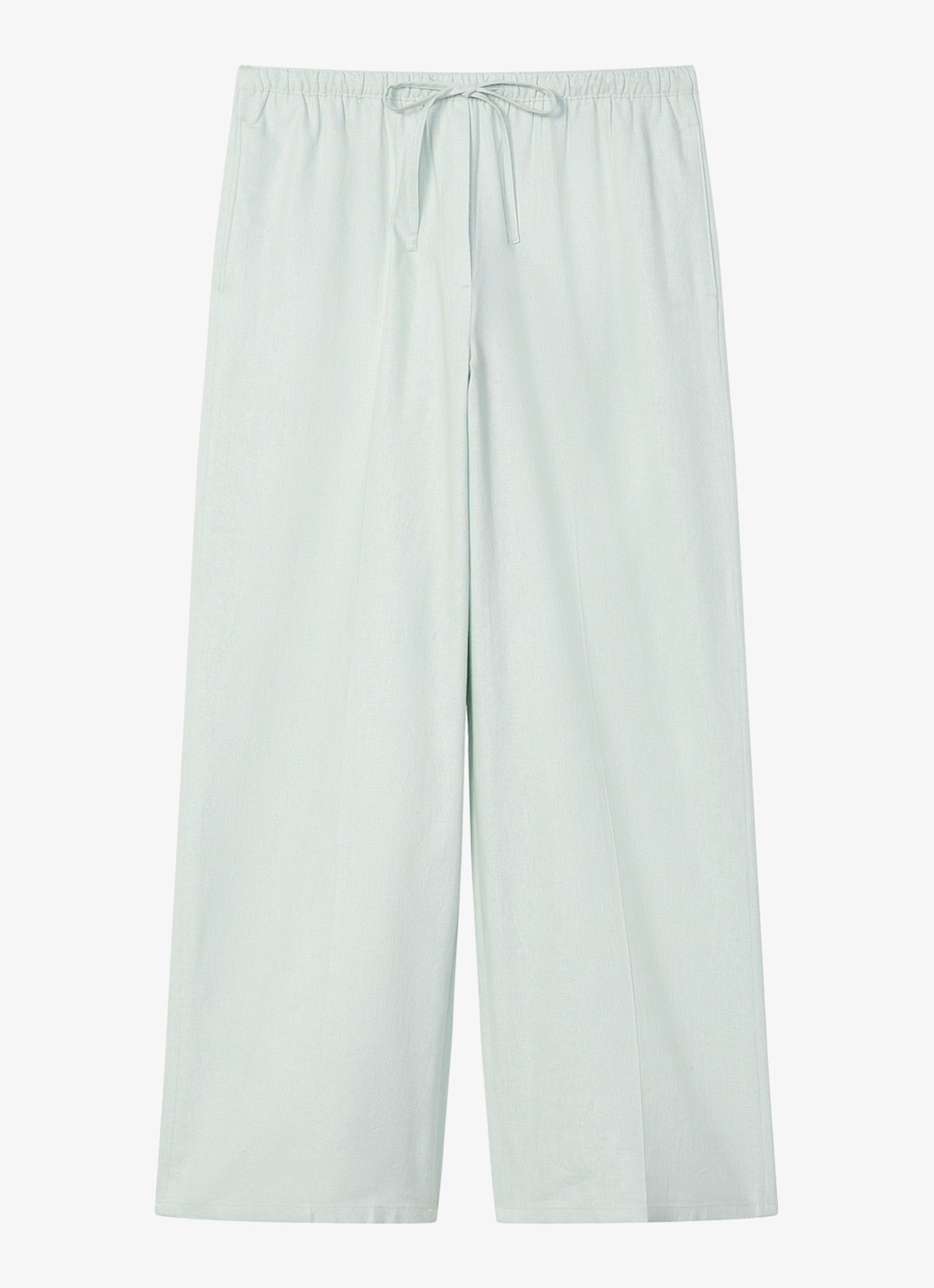 Calvin Klein Mid waist wide fit pantalon in linnenblend - voorkant blauw