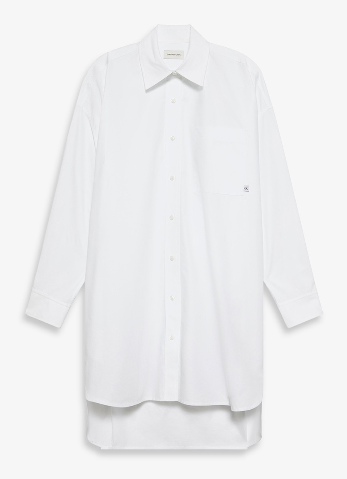 Calvin Klein Midi blousejurk met steekzakken - voorkant gebroken wit