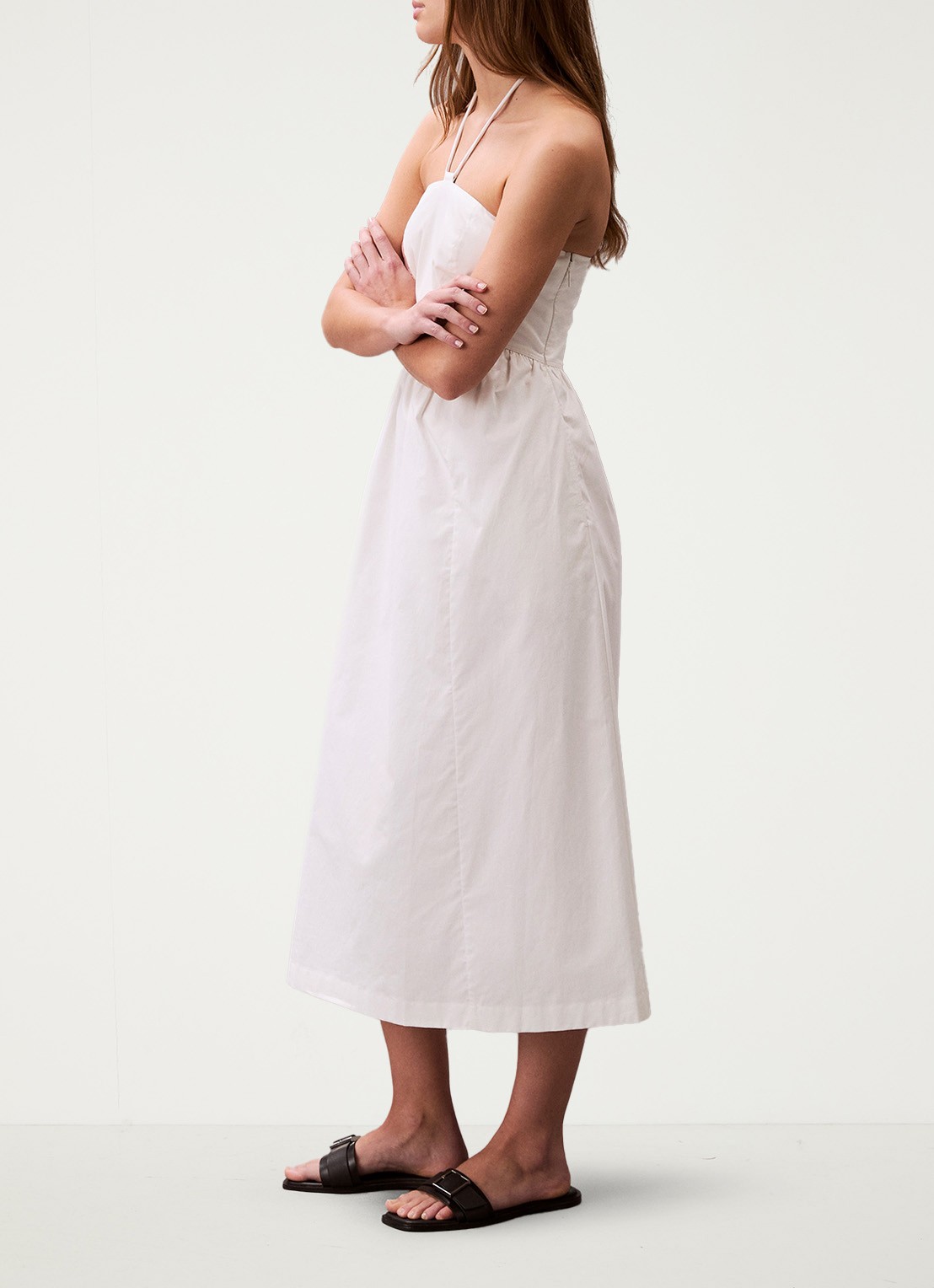Calvin Klein Midi halterjurk met steekzakken - detail 5 wit