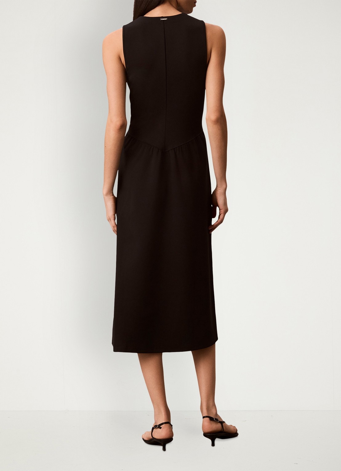 Calvin Klein Midi jurk met plooien - achterkant 6 zwart