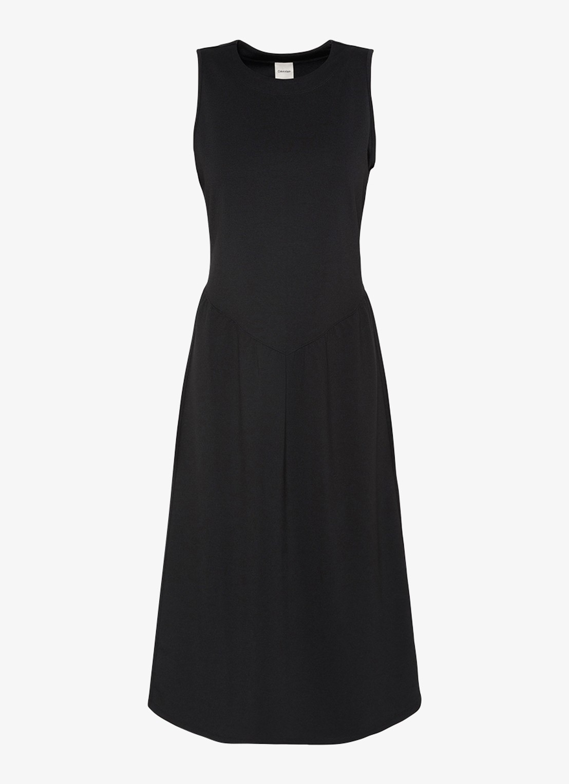 Calvin Klein Midi jurk met plooien - voorkant 5 zwart