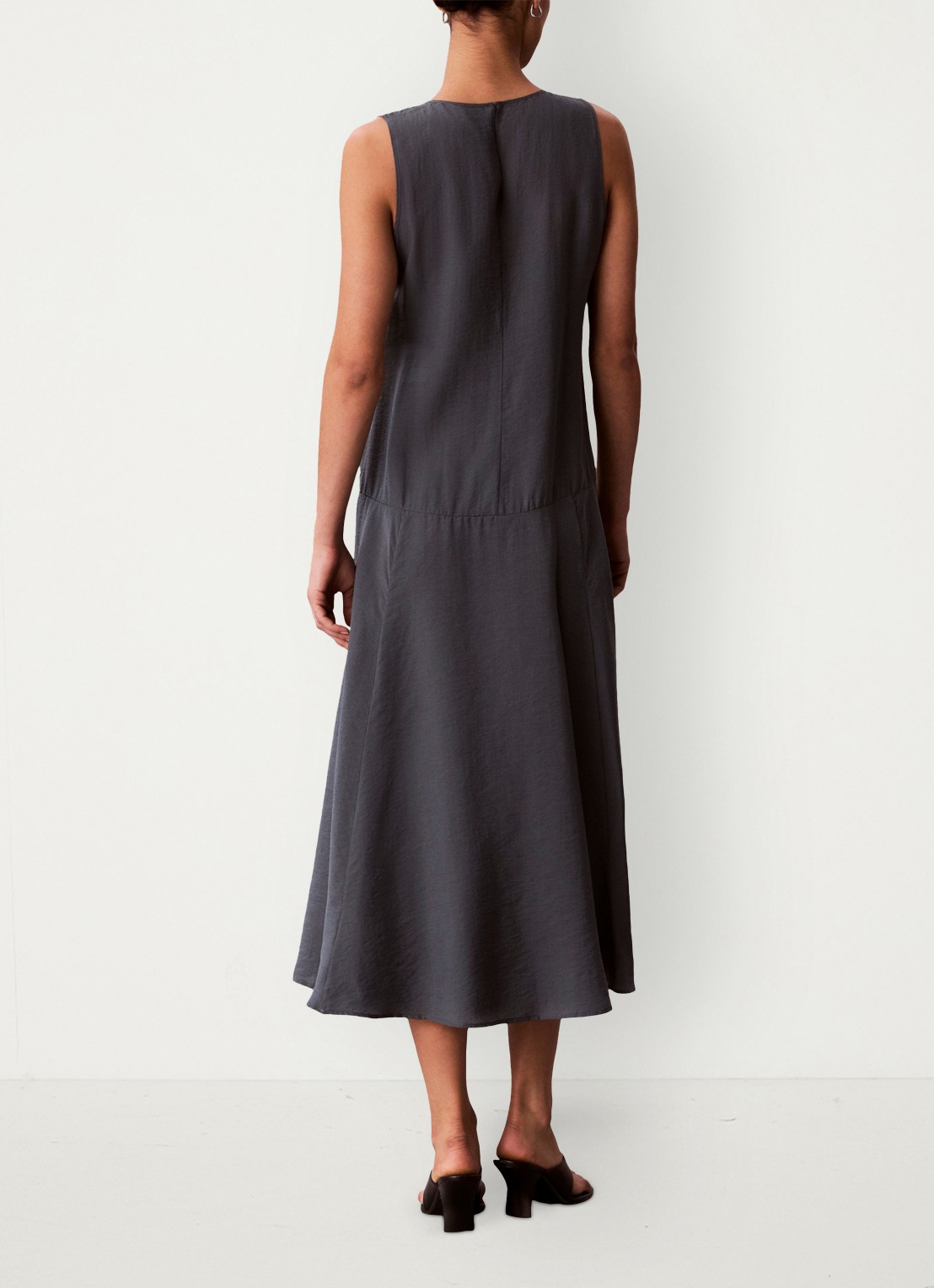 Calvin Klein Midi jurk met ronde hals - achterkant blauwgrijs