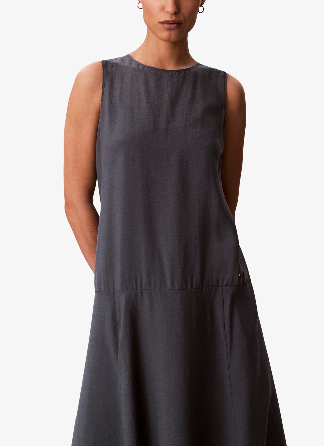 Calvin Klein Midi jurk met ronde hals - detail 4 blauwgrijs