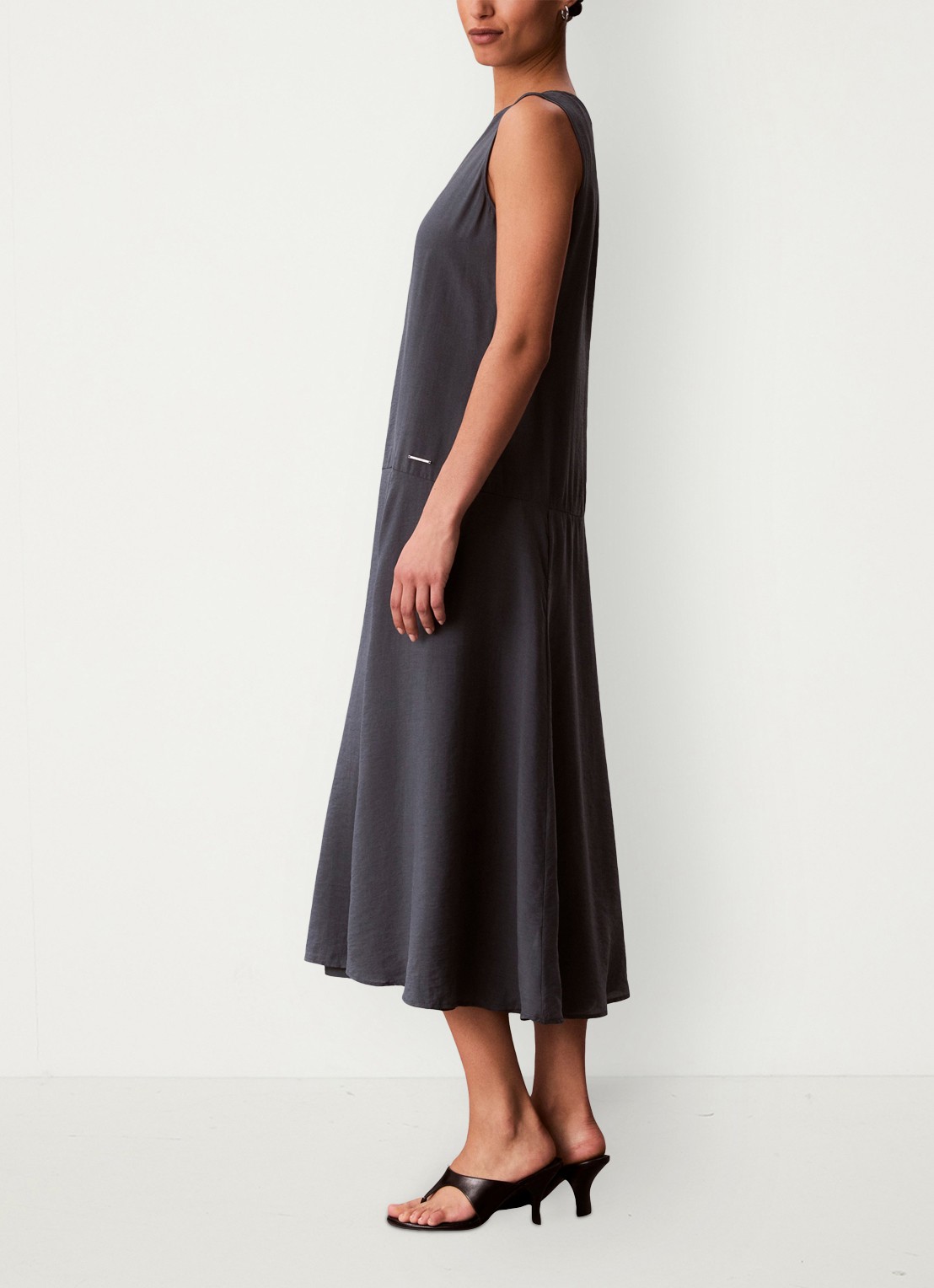 Calvin Klein Midi jurk met ronde hals - detail 5 blauwgrijs