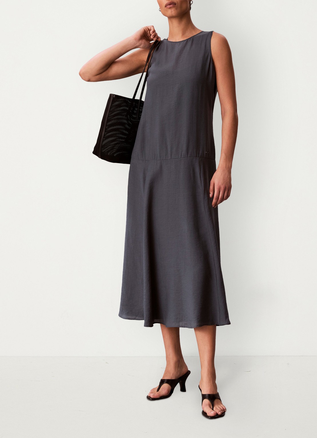 Calvin Klein Midi jurk met ronde hals - detail 6 blauwgrijs