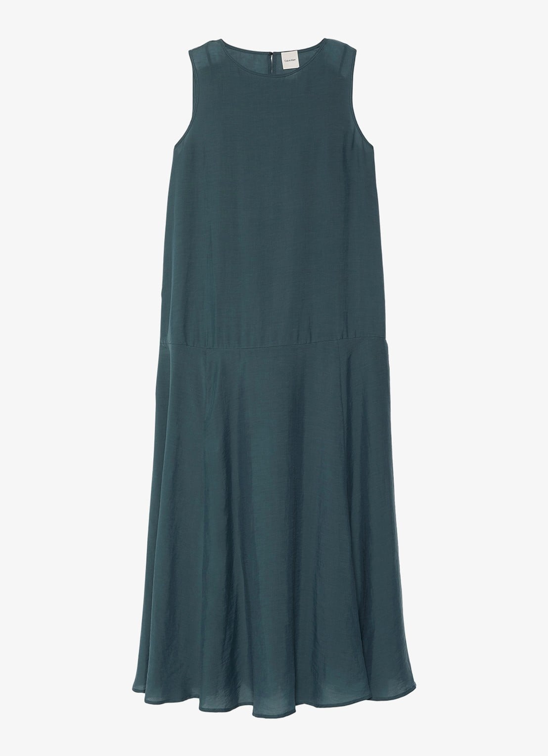 Calvin Klein Midi jurk met ronde hals - voorkant 2 blauwgrijs