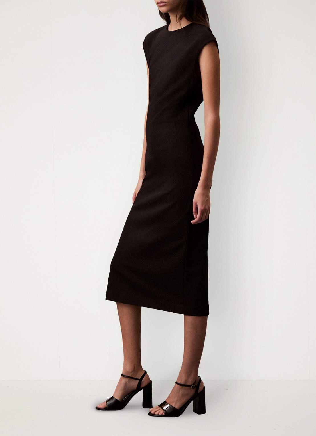 Calvin Klein Midi kokerjurk met ronde hals - detail 2 zwart