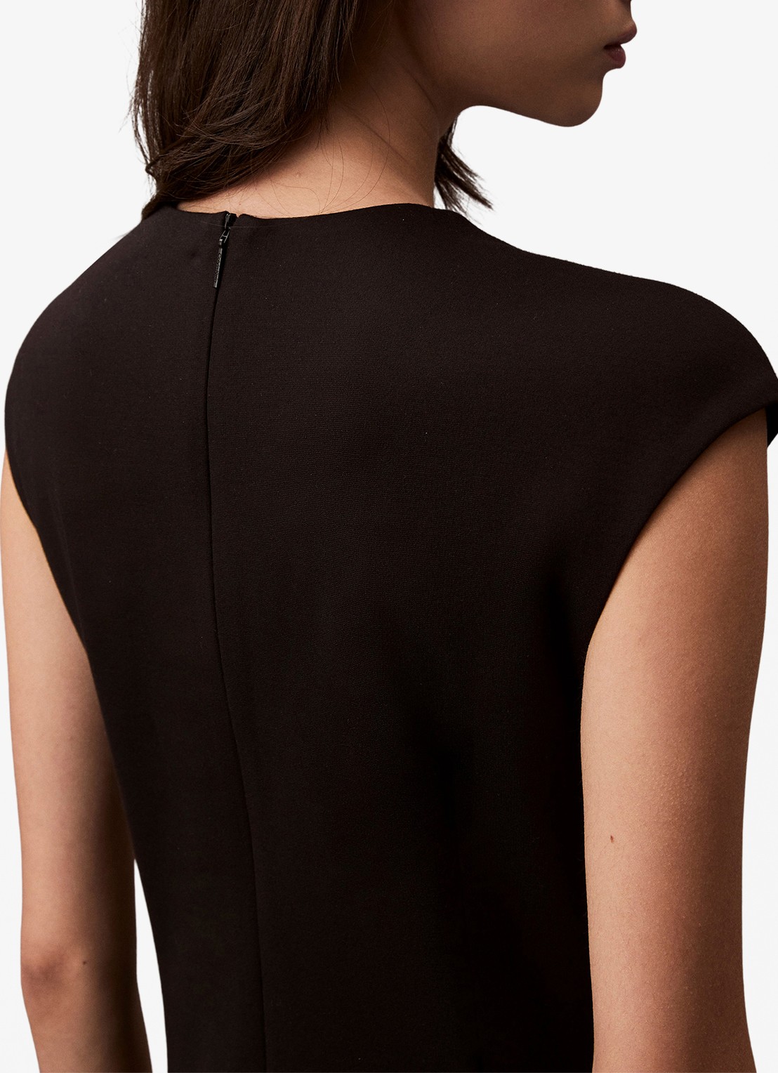Calvin Klein Midi kokerjurk met ronde hals - detail 3 zwart