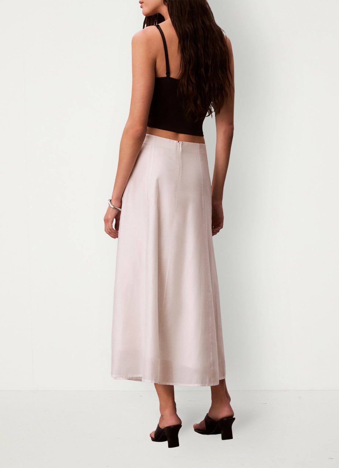 Calvin Klein Midi rok met blinde ritssluiting - achterkant 3 oudroze