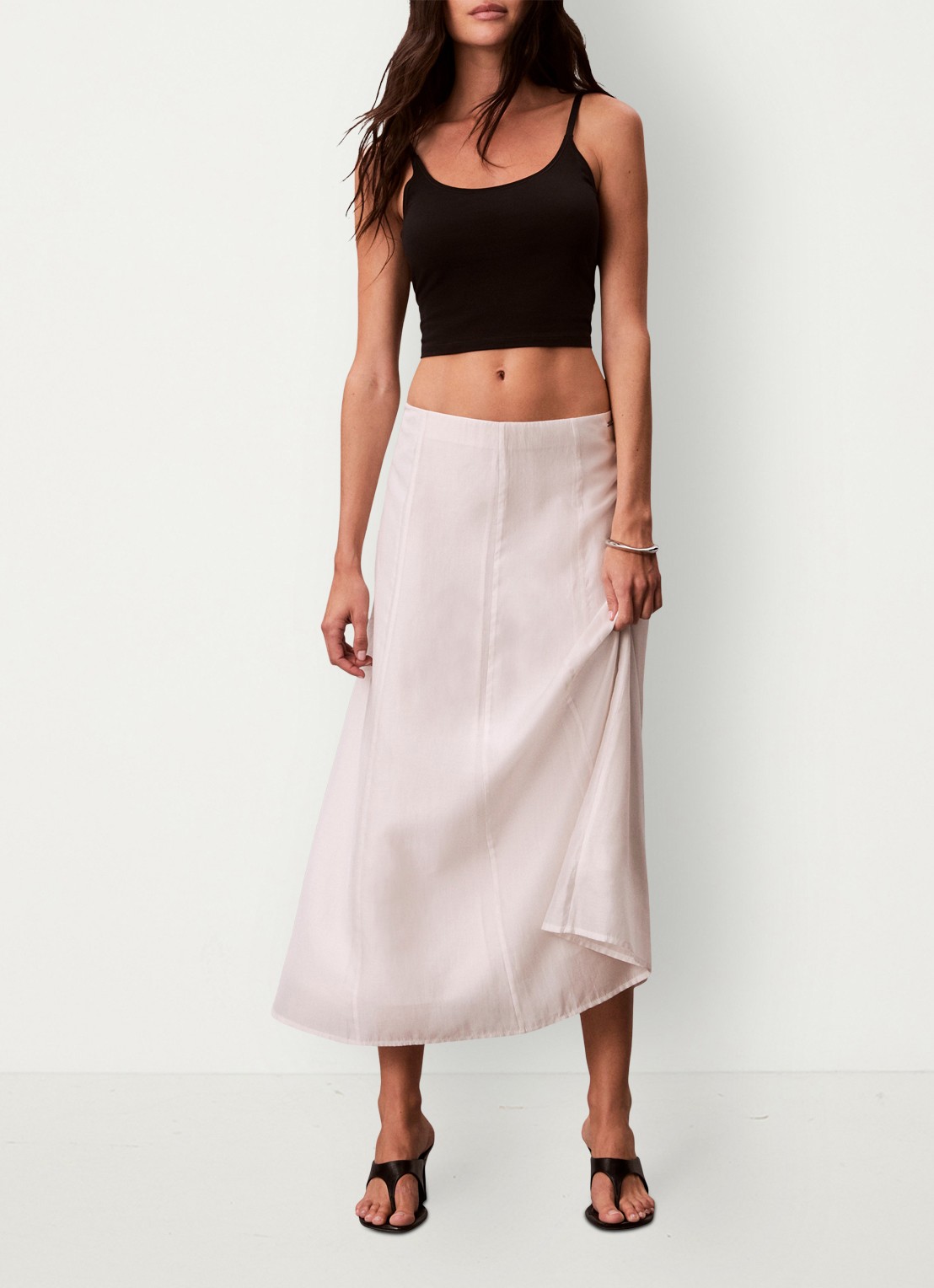 Calvin Klein Midi rok met blinde ritssluiting - voorkant 2 oudroze