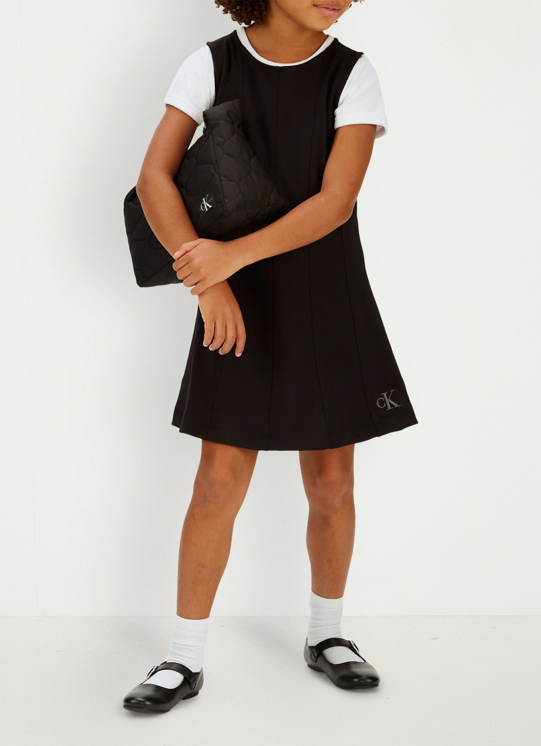 Calvin Klein Mini A-lijn jurk met ronde hals - detail 6 zwart