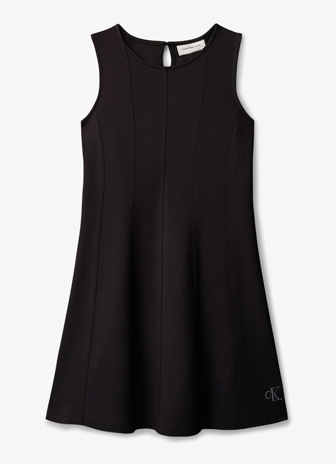 Calvin Klein Mini A-lijn jurk met ronde hals - voorkant zwart
