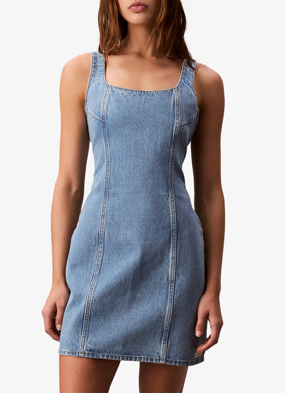 Calvin Klein Mini denim jurk - voorkant 5 indigo