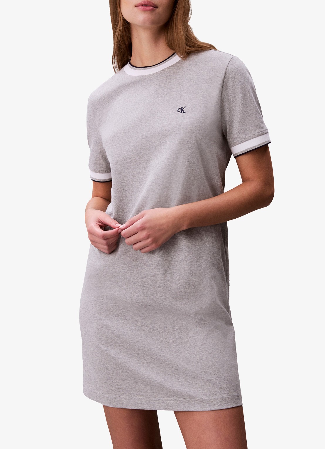 Calvin Klein Mini jurk met logo - detail grijs