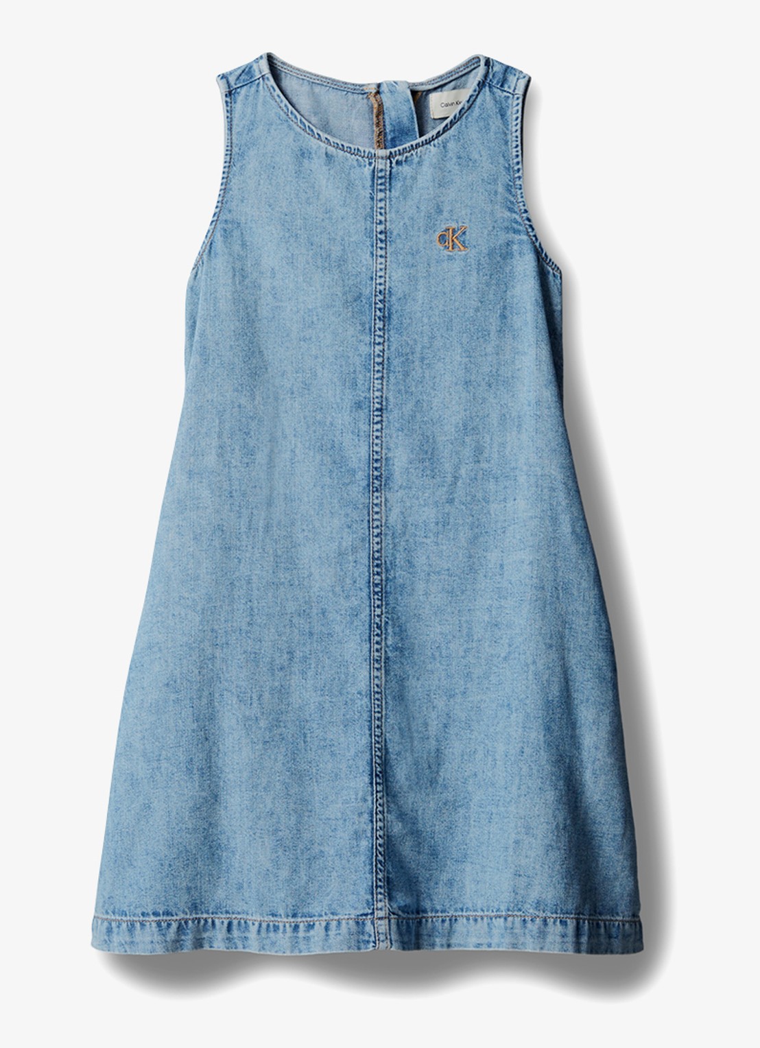Calvin Klein Mini jurk met logoborduring - voorkant 2 denim