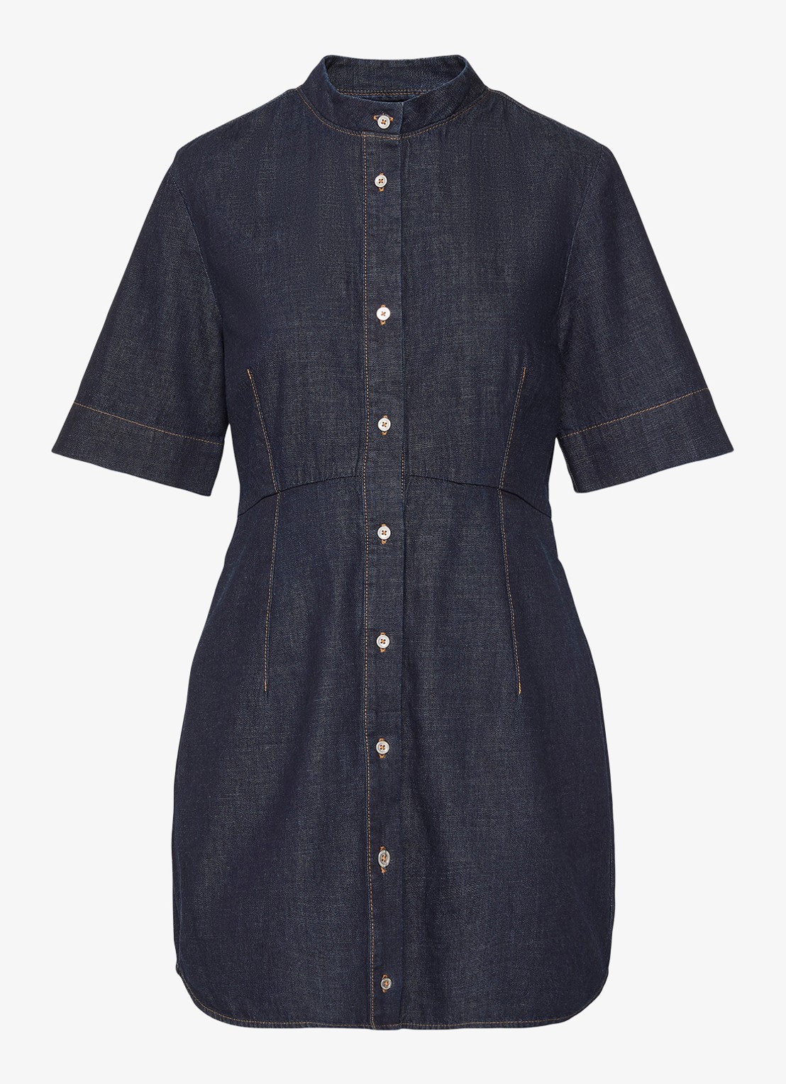 Calvin Klein Mini jurk met opstaande kraag - voorkant 4 donkerblauw
