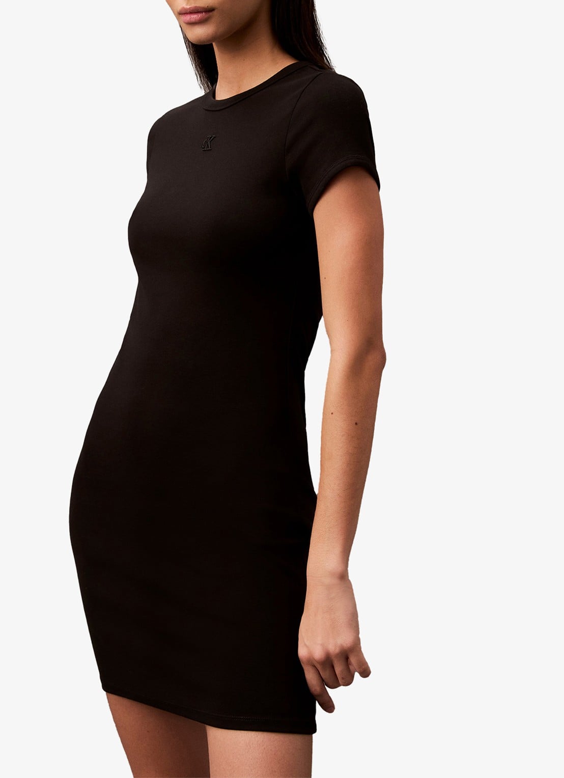 Calvin Klein Mini jurk met ribstructuur - detail 2 zwart