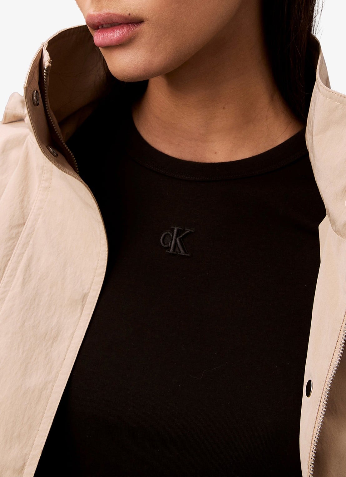 Calvin Klein Mini jurk met ribstructuur - detail 3 zwart