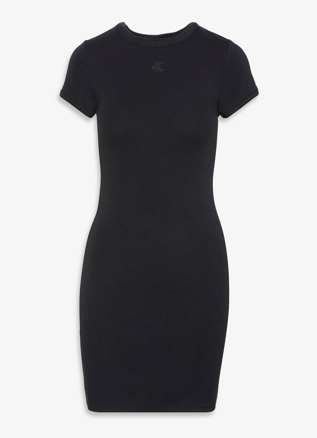 Calvin Klein Mini jurk met ribstructuur - voorkant 6 zwart