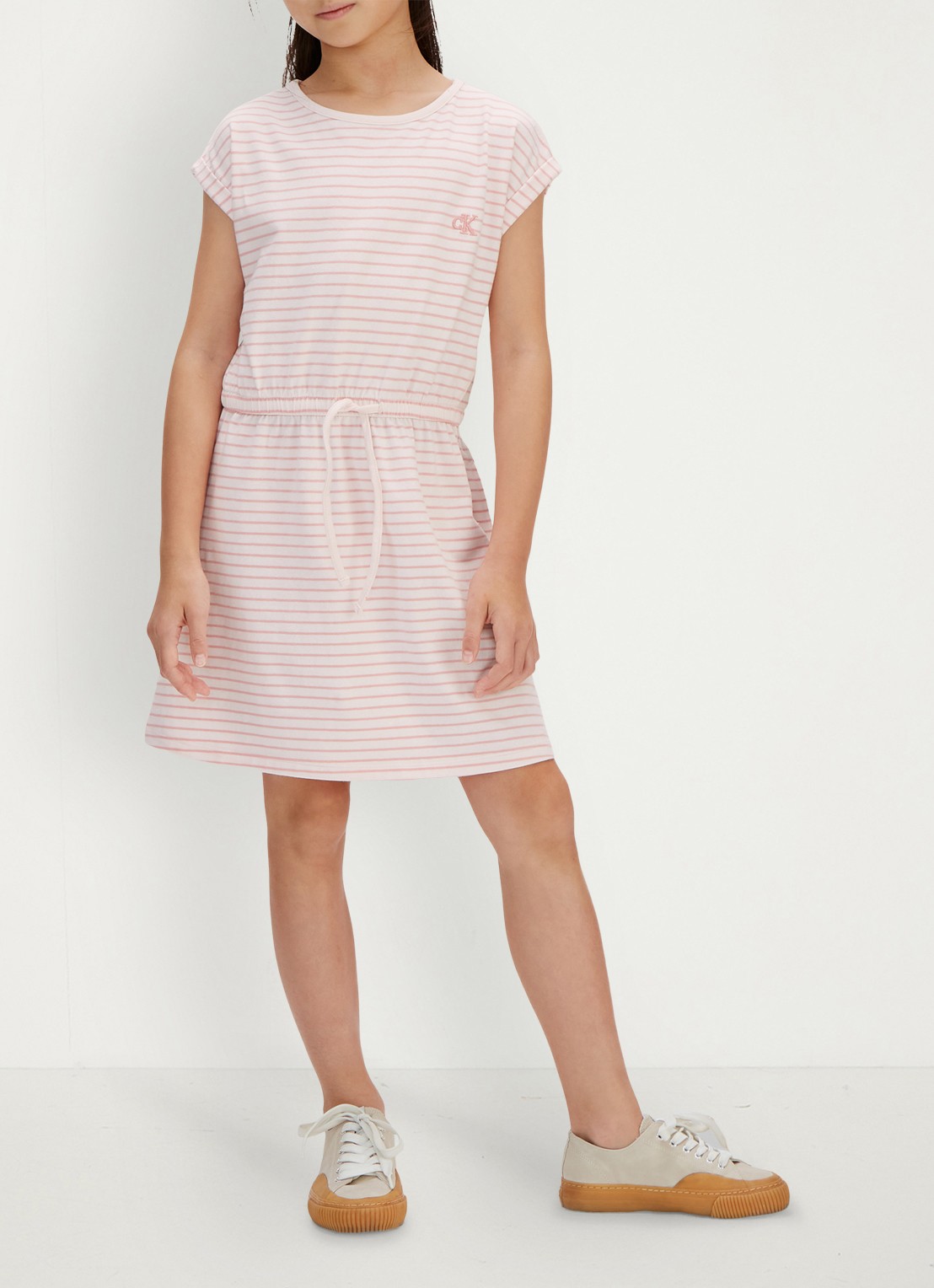 Calvin Klein Mini jurk met streepprint en steekzakken - detail 4 roze