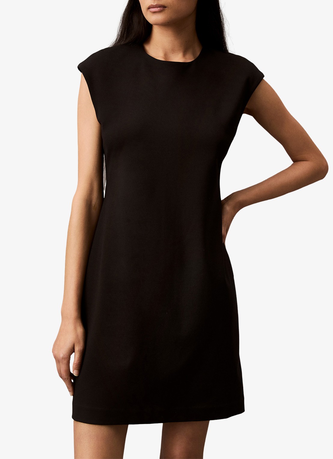 Calvin Klein Mini kokerjurk met ronde hals - detail 2 zwart