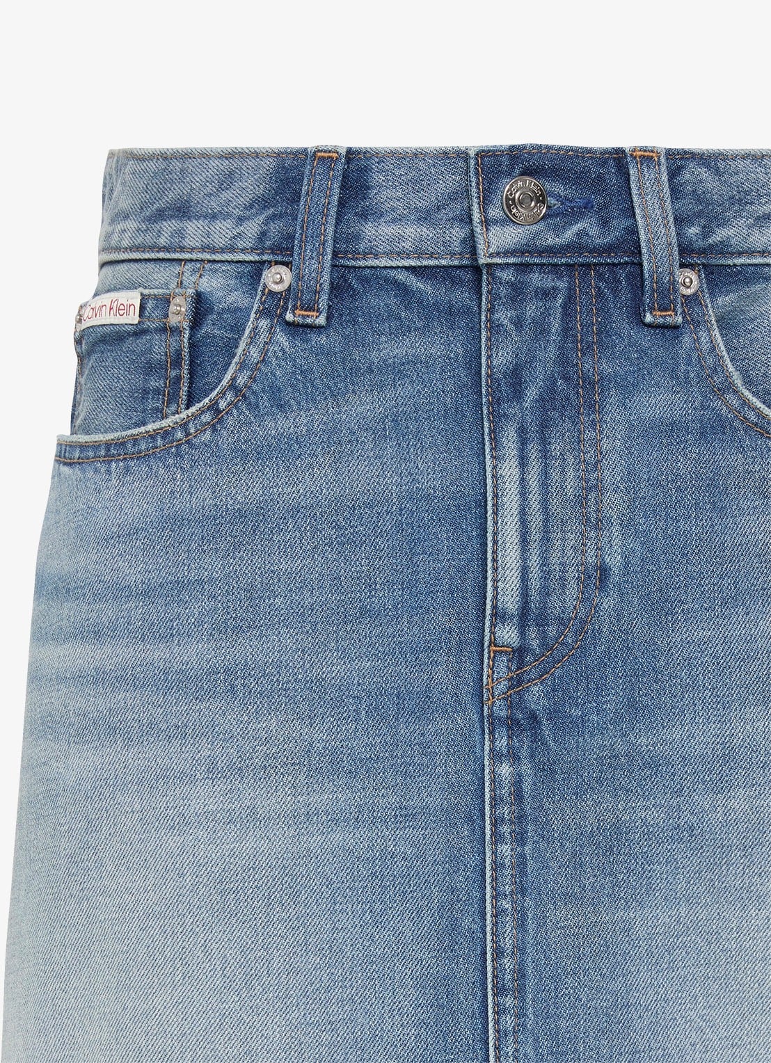 Calvin Klein Mini rok met medium wassing - detail 2 denim