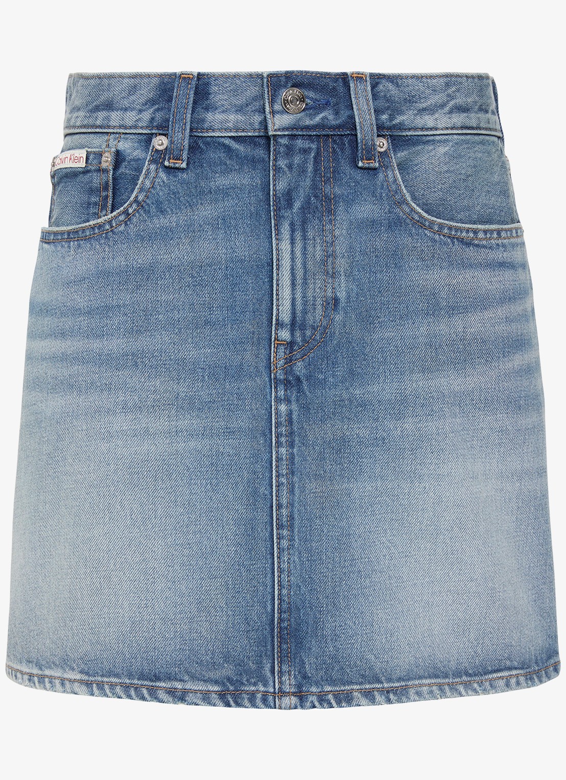 Calvin Klein Mini rok met medium wassing - voorkant denim
